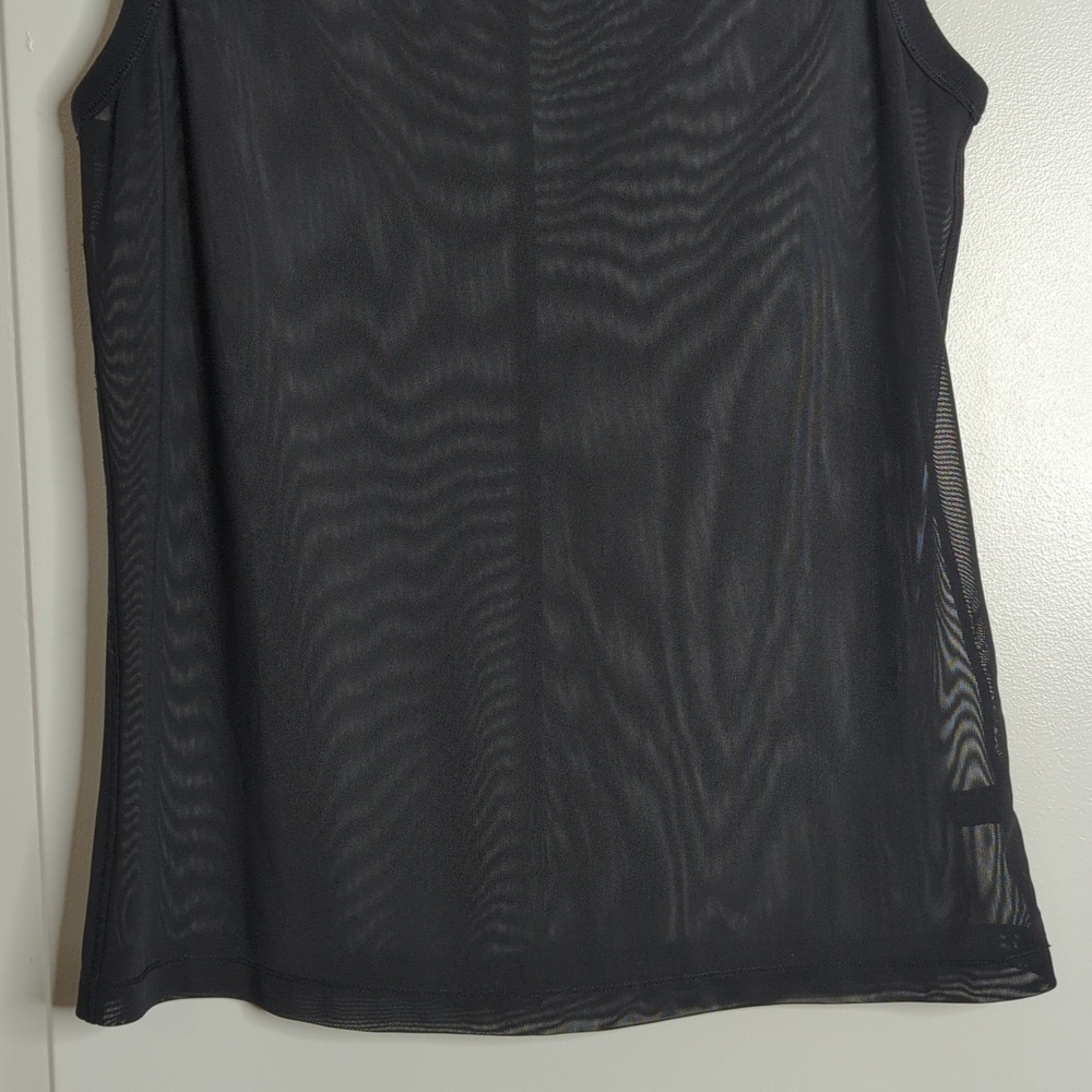 Saks 5th Ave New York Black Label Women's M Sleeveless Black Sheer Tank Top - Picture 4 of 9